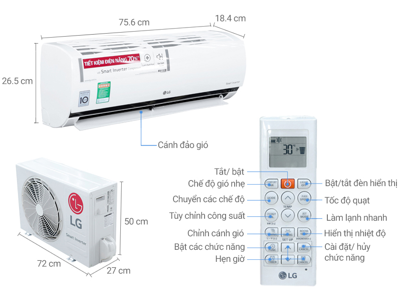 Máy lạnh LG Wifi V13API (1.5Hp) Inverter